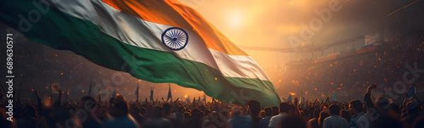 Fototapeta Indian flag on a crowd background, Republic Day, 2024 India