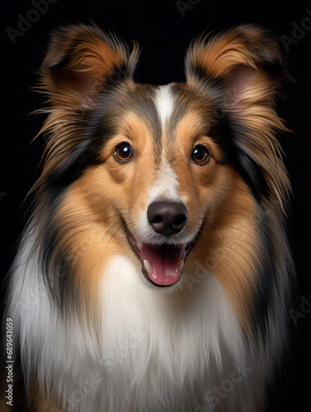 Fototapeta Sheltie Dog Studio Shot Isolated on Clear Background, Generative AI