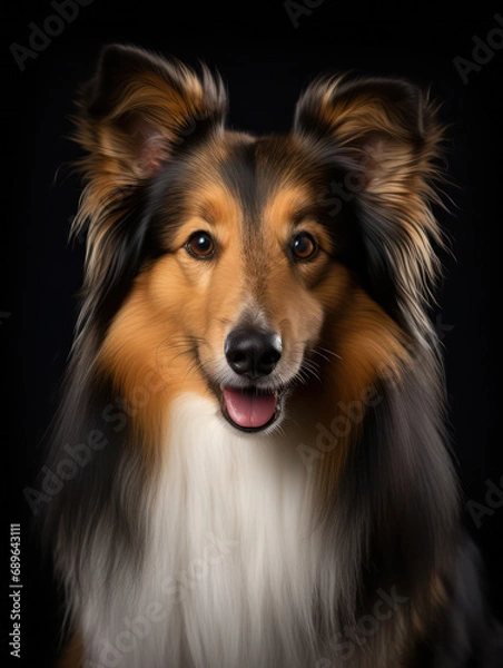 Fototapeta Sheltie Dog Studio Shot Isolated on Clear Background, Generative AI