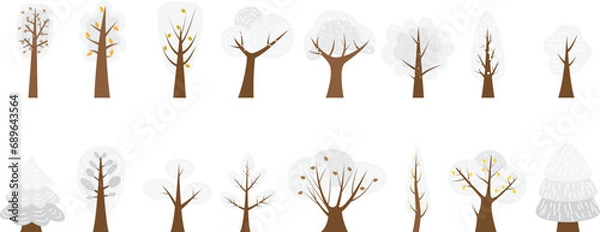 Fototapeta Different types of winter trees.