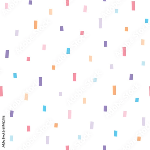 Fototapeta Abstract colorful confetti seamless vector pattern. Simple falling glitter texture. Cute hand drawn background for wrapping paper, textile, print, fabric, wallpaper, card, gift, apparel, packaging.