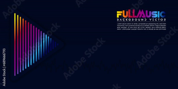 Obraz Navy blue abstract background with colorful play button element