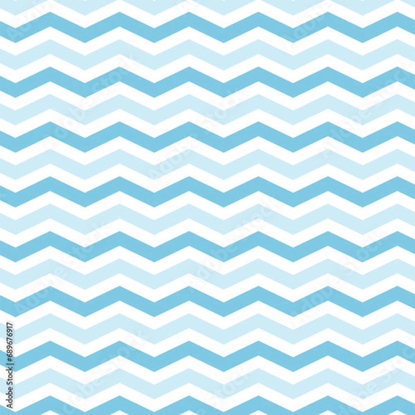 Fototapeta Cute chevron pattern vector background. Blue zigzag pattern wallpaper.