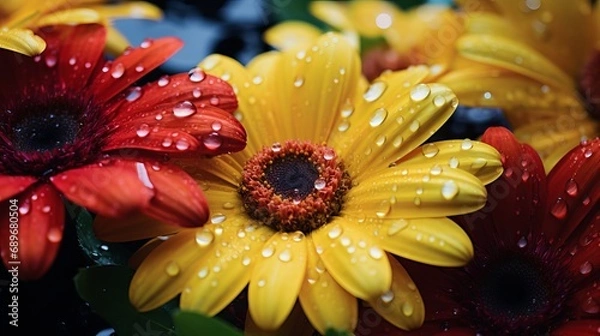 Fototapeta A close-up of flower petals that are both wet and vibrant.