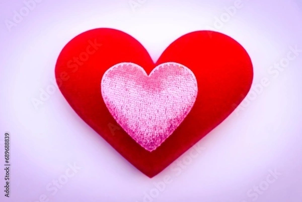 Fototapeta fabric heart on white background, concept of love