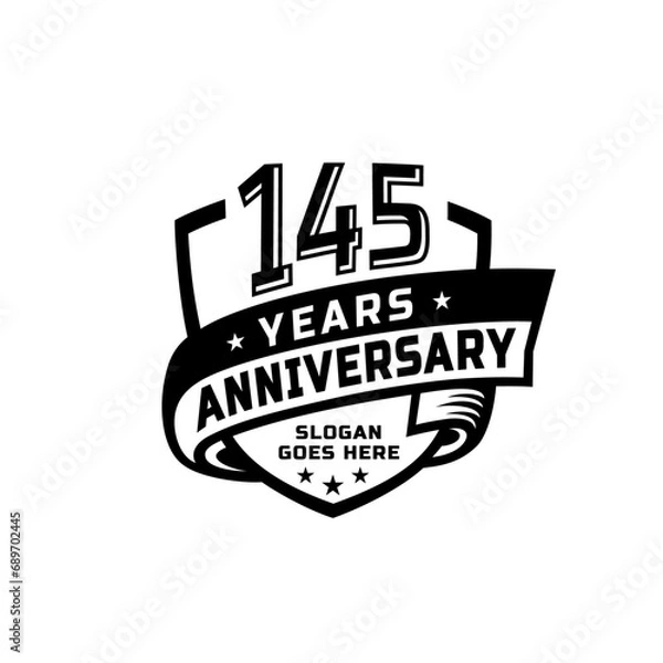 Obraz 145 years anniversary celebration design template. 145th anniversary logo. Vector and illustration.
