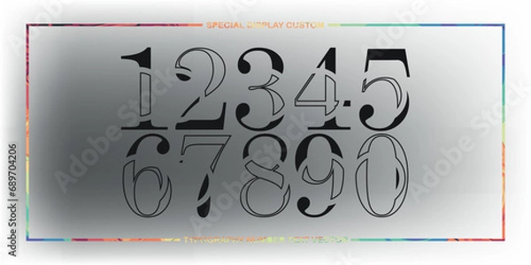 Fototapeta assorted digital custom vector numbers. minimum. Color gradation. Dark. Banner Network. 3d effect. Design. futuristic. Paper cut or effect. Luxury. Premium. 170