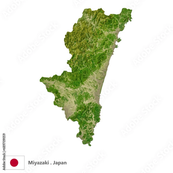 Fototapeta Miyazaki, Prefecture of Japan Topographic Map (EPS)