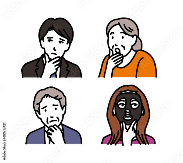 Fototapeta ストレスや悩みを抱える男女アイコンイラスト