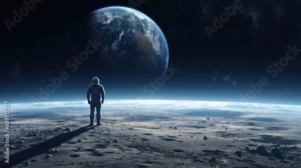 Fototapeta Earth viewed from moons surface