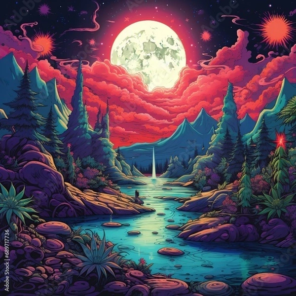 Fototapeta Stoner background, illustration, Generative AI
