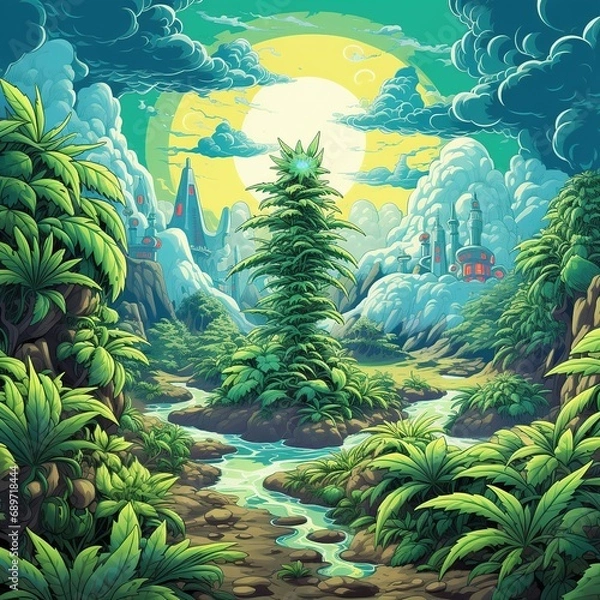 Fototapeta Stoner background, illustration, Generative AI
