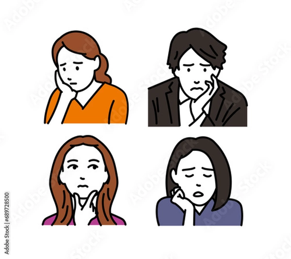 Fototapeta ストレスに悩む男女アイコンイラスト