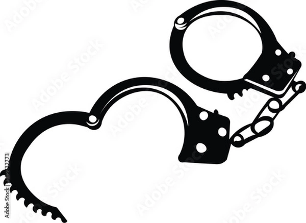 Fototapeta Cartoon Black and White Isolated Illustration Vector Of A Pair of Open Handcuffs