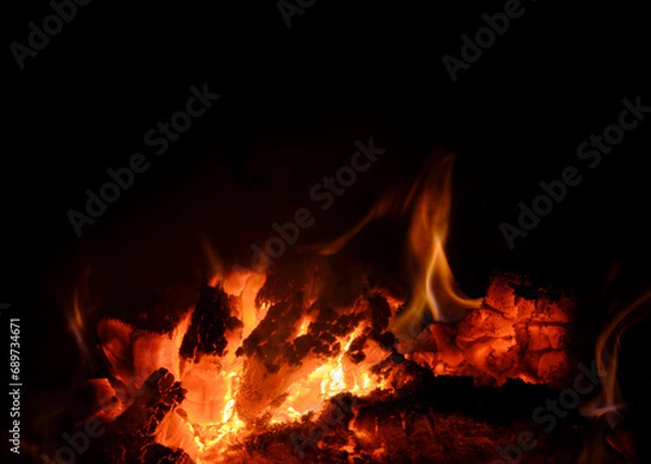 Obraz Free photo fire flames and embers on black background
