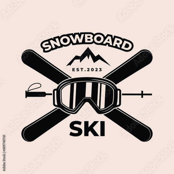 Obraz ski emblem vintage logo vector icon illustration design template