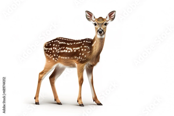 Obraz Image of a spotted deer on white background. Mammals. Wildlife Animals. Ai.