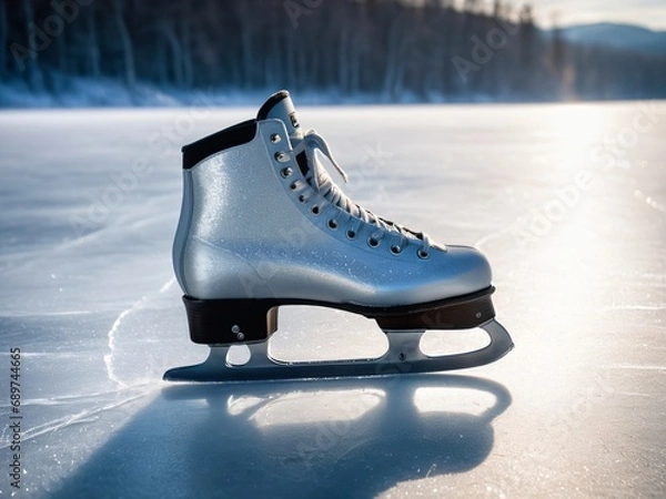 Fototapeta Frozen Serenity Dancing on Ice. AI Generated.