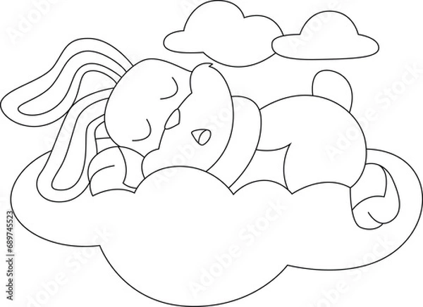 Obraz Rabbit Sleeping Clouds Animal Vector Graphic Art Illustration