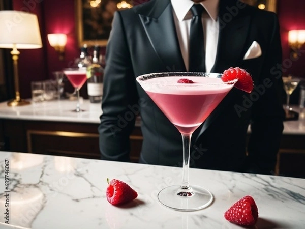 Fototapeta Raspberry Elegance The French Martini Experience. AI Generated.