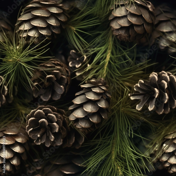 Obraz Macro Pinecones and Pine Needles of an Evergreen Tree