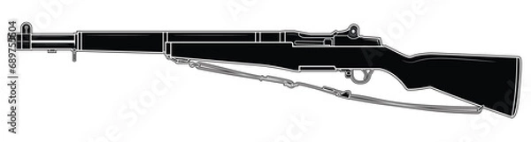 Obraz Vector illustration of the M1 Garand rifle with sling on the white background. Black. Left side.
