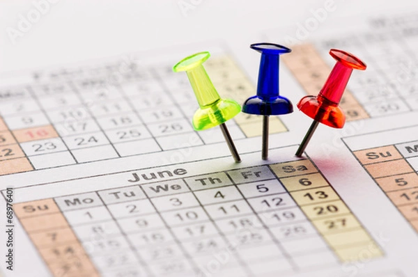 Obraz Pins on calendar