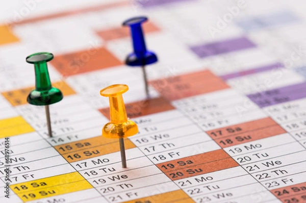 Obraz Pins on calendar