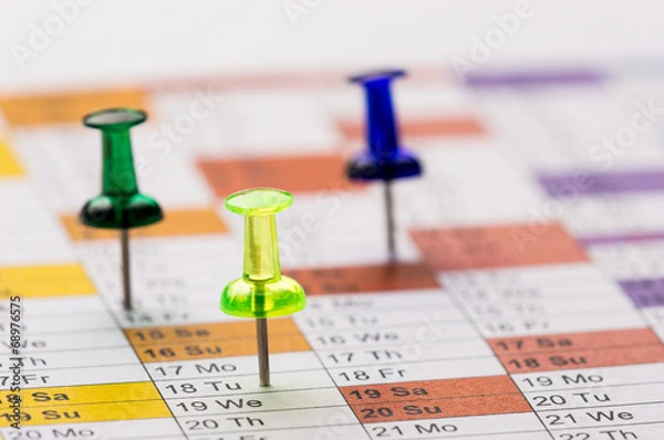 Obraz Pins on calendar