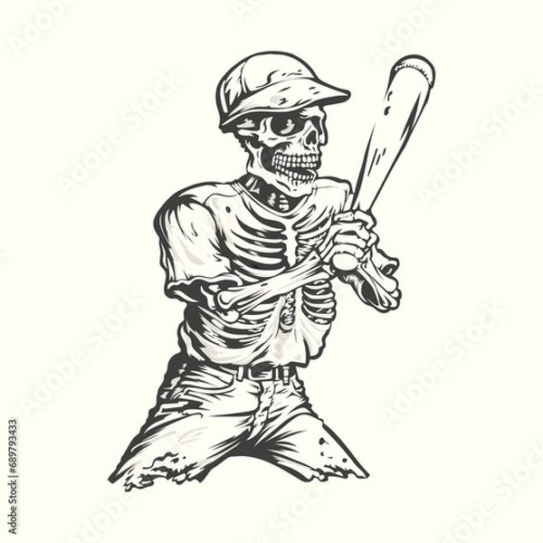 Fototapeta Baseball Skeleton Playing baseball Vector