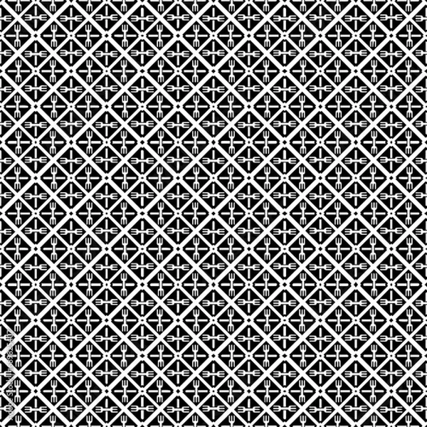 Fototapeta Black and white seamless abstract pattern. Background and backdrop. Grayscale ornamental design. Mosaic ornaments. Vector graphic illustration. EPS10.