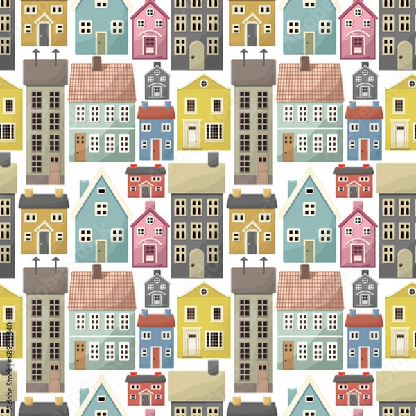 Fototapeta Houses seamless pattern.