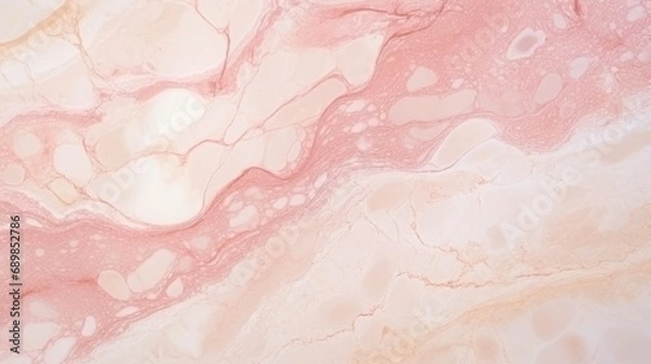 Fototapeta Beige Marble with Pink Veins Horizontal Background. Abstract stone texture backdrop with water drops. Bright natural material Surface. AI Generated Photorealistic Illustration.