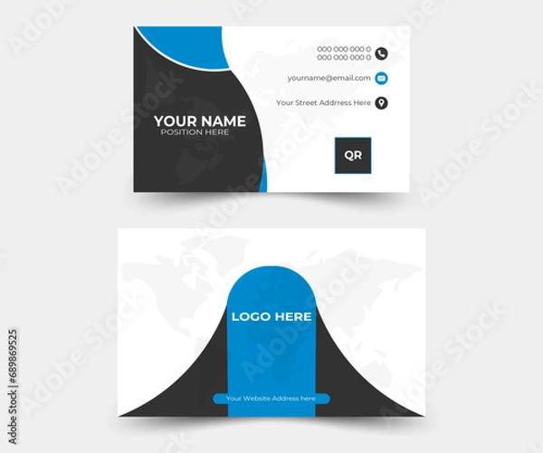 Fototapeta business card corporate official minimal creative abstract professional informative business card design. Modern Creative & Clean business style business card.	