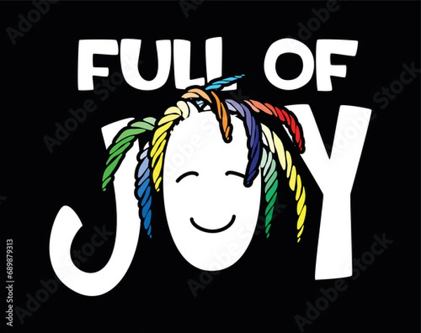 Fototapeta T-shirt design with smiling face and colourful dreadlocks 