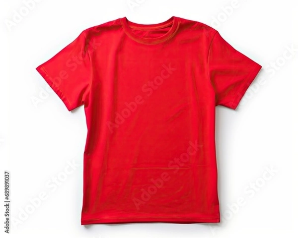 Fototapeta Plain Red T-Shirt Mockup on White Background