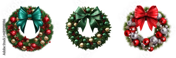 Obraz Christmas tree decoration. Round wreath of fir branches