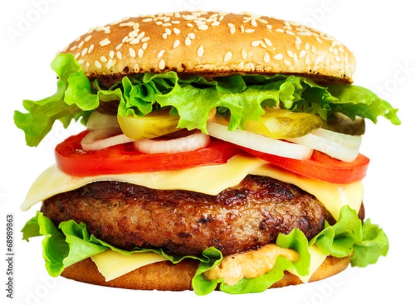Obraz Big burger isolated on white