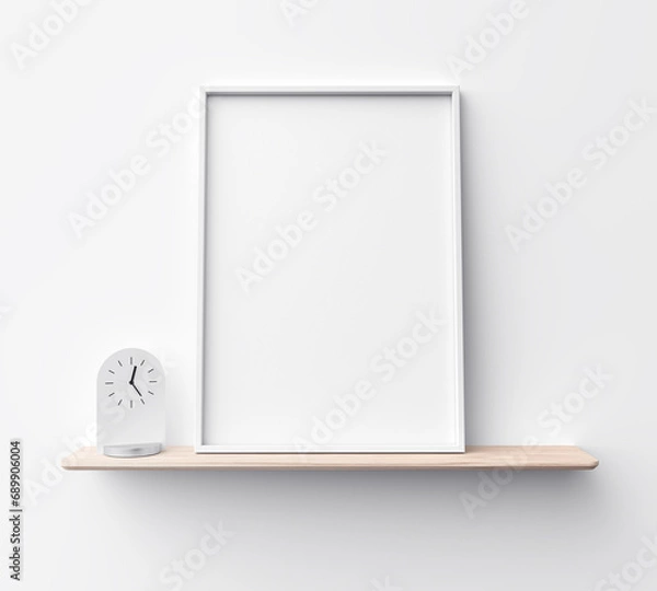 Obraz Blank frame template on wooden shelves