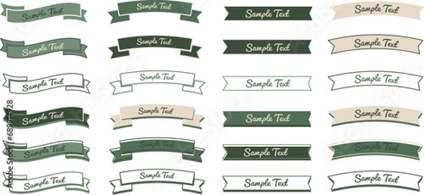 Fototapeta シンプルリボン見出しセット