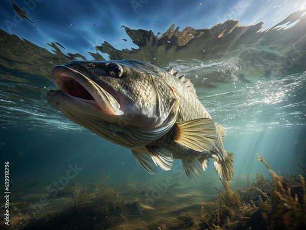 Obraz Largemouth Bass Swimming Underwater