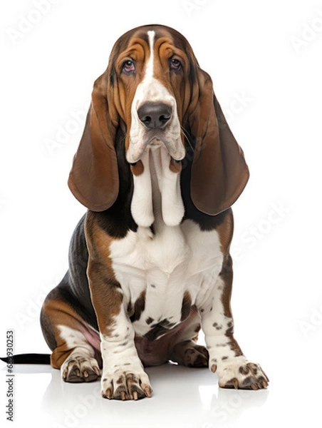 Fototapeta Basset Hound Dog Studio Shot, Isolated on Clear Background, Generative AI