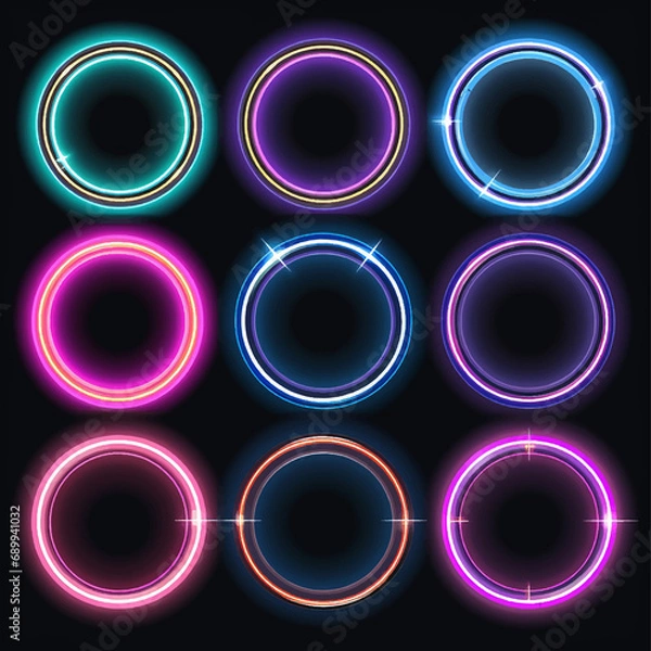 Fototapeta flare shine magic neon ring glowing illuminated show futuristic vibrant club transparent effect 