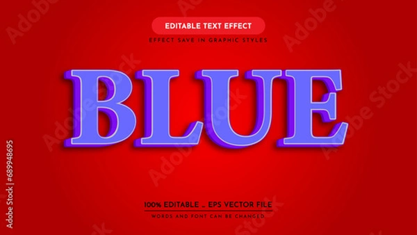 Fototapeta editable 3d text effect style. blue text effect, vector illustration