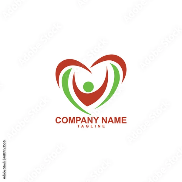 Fototapeta Abstract heart symbol man combine icon. Together symbol. Vector logo