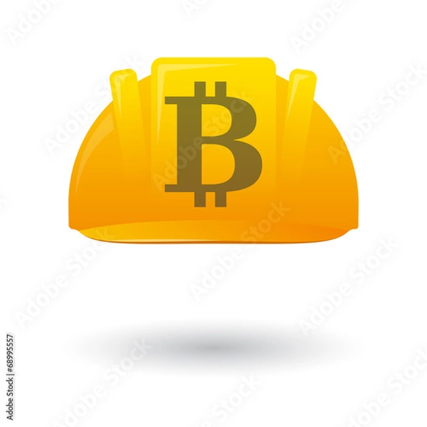 Fototapeta Work helmet wit a bitcoin