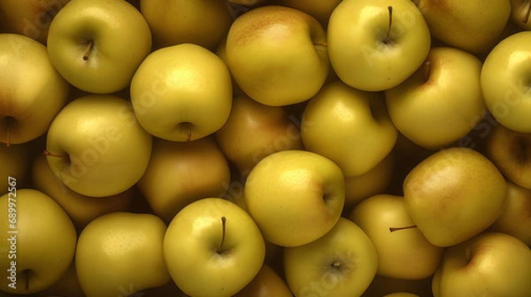 Fototapeta Golden Delicious Apples, green apples, realistic, seamless background, generative ai