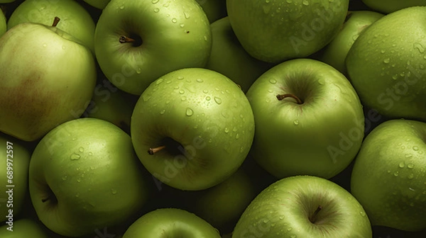 Fototapeta Granny Smith Apples, green apples, realistic, seamless background, generative ai