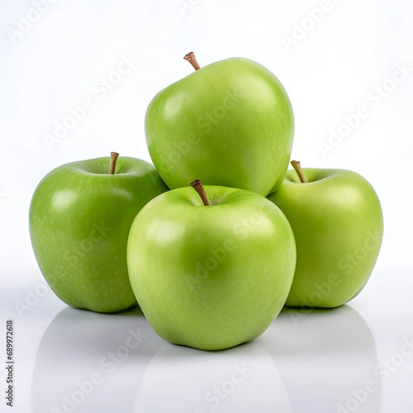 Fototapeta Granny Smith Apples, green apples, realistic, white background, generative ai