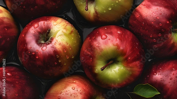 Fototapeta Mcintosh Apples, red apples, realistic, seamless background, macro, generative ai